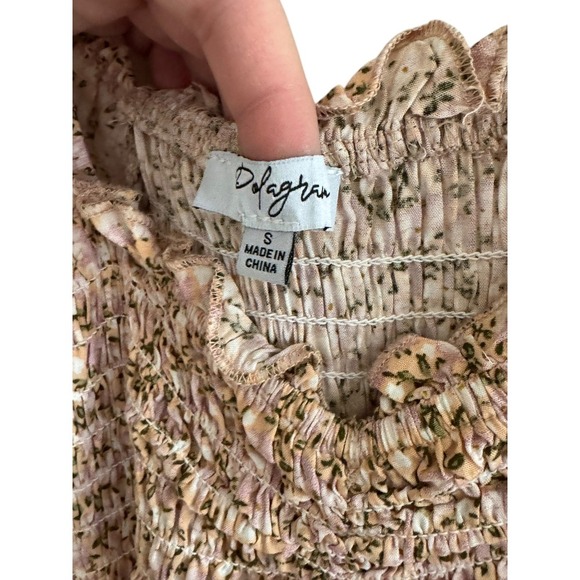 Polagram Floral Off Shoulder Midi Dress Small Pink Spring Summer - Picture 3 of 8